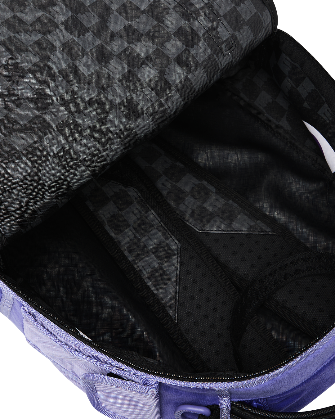 REVERSE MODE - PURPLE VELOUR TO BLACK CHECK BACKPACK - Image 14